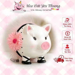 Pig queen lợn tiết kiệm váy hồng gốm sứ
