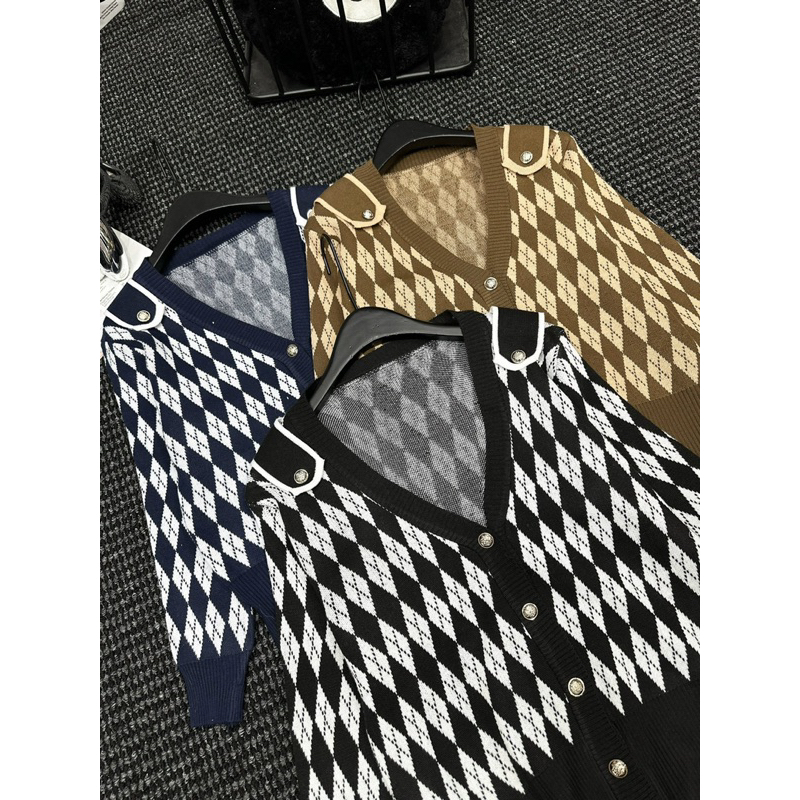 Áo Cardigan Len Hoạ Tiết Trám