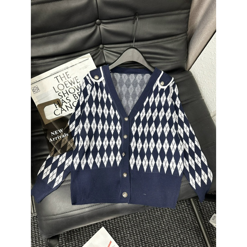 Áo Cardigan Len Hoạ Tiết Trám