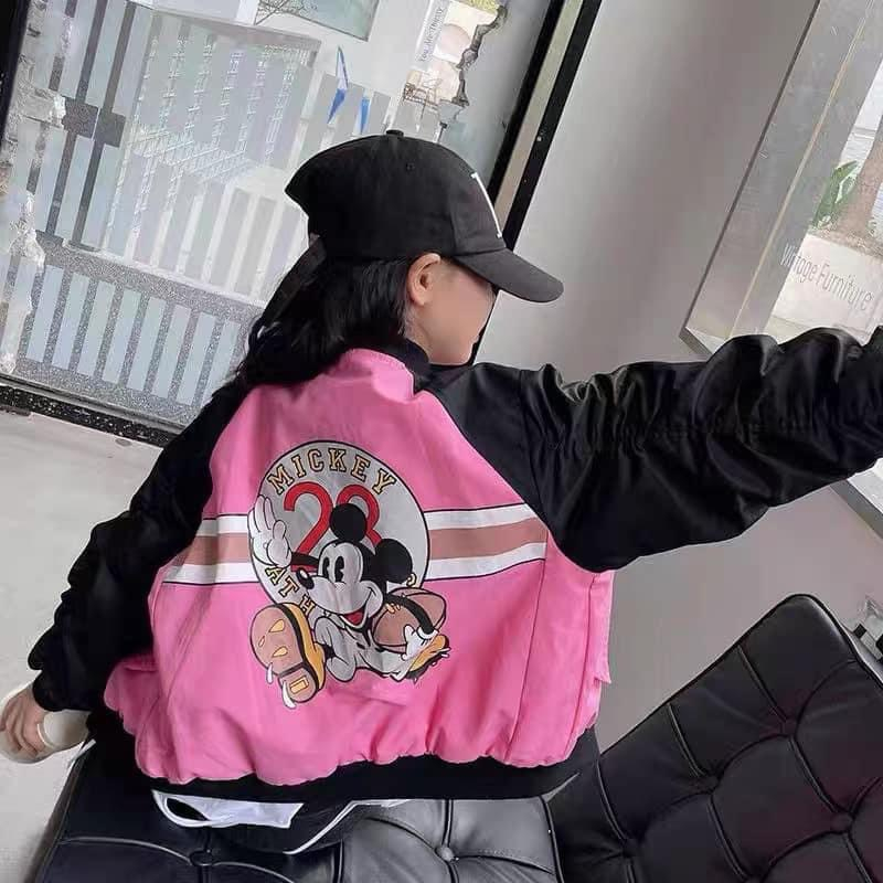 Áo khoác gió cho bé , áo khoác bomber micky 3 màu sành điệu cho bé gái 10-35kg
