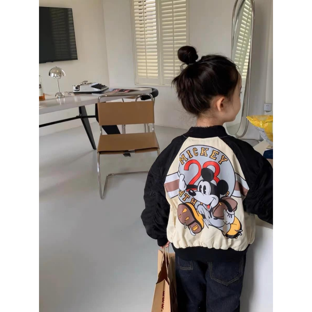 Áo khoác gió cho bé , áo khoác bomber micky 3 màu sành điệu cho bé gái 10-35kg
