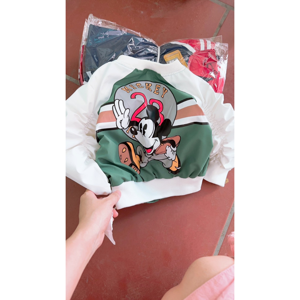 Áo khoác gió cho bé , áo khoác bomber micky 3 màu sành điệu cho bé gái 10-35kg