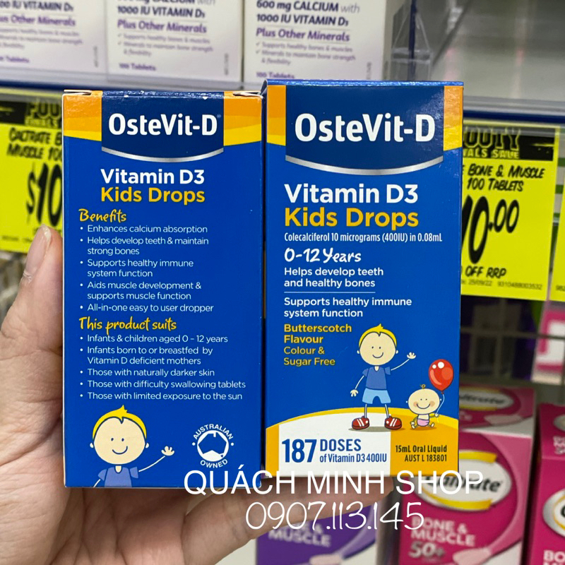 Ostevit D3 dạng giọt cho bé từ sơ sinh 20ml - Hàng Úc