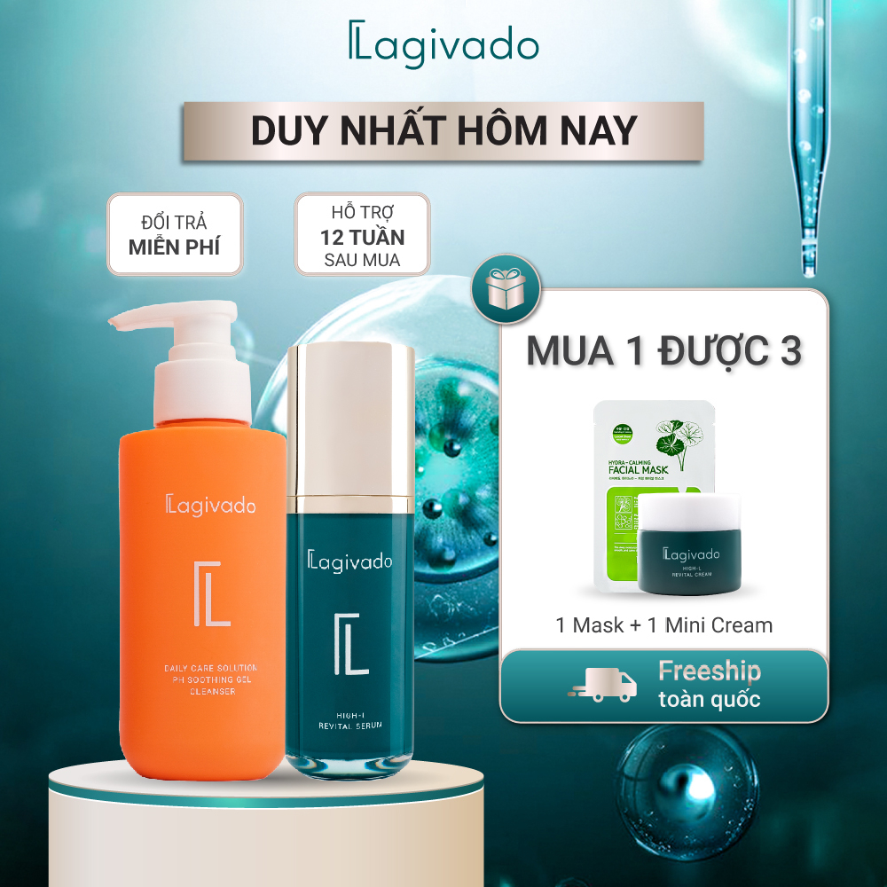 Bộ sản phẩm dưỡng trắng và làm sạch, giúp trẻ hóa và đều màu Lagivado (serum 50 ml + SRM 200ml)