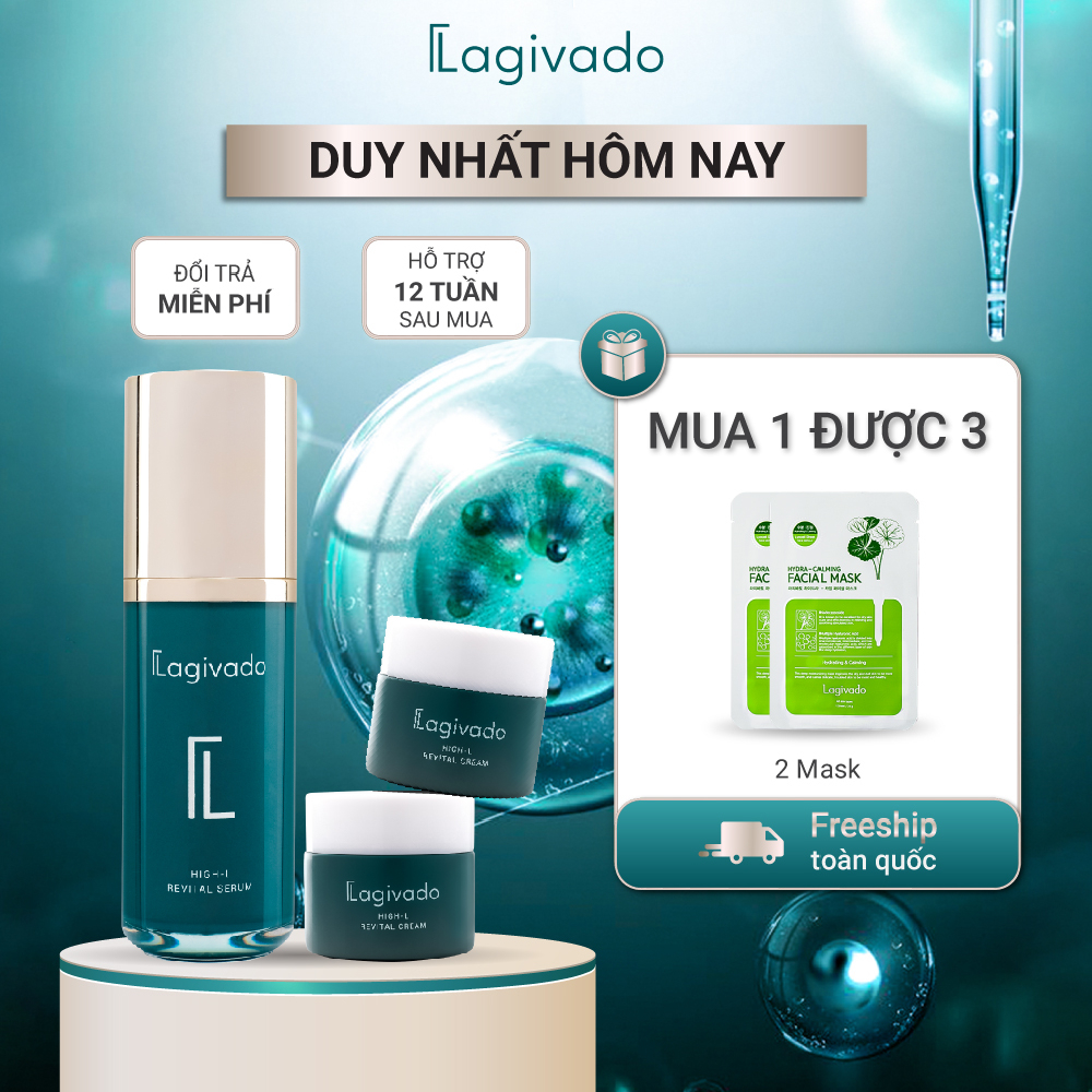 Bộ đôi dưỡng trắng da, trẻ hóa da Lagivado High-L Revital (serum 50 ml + 02 x cream 10g)