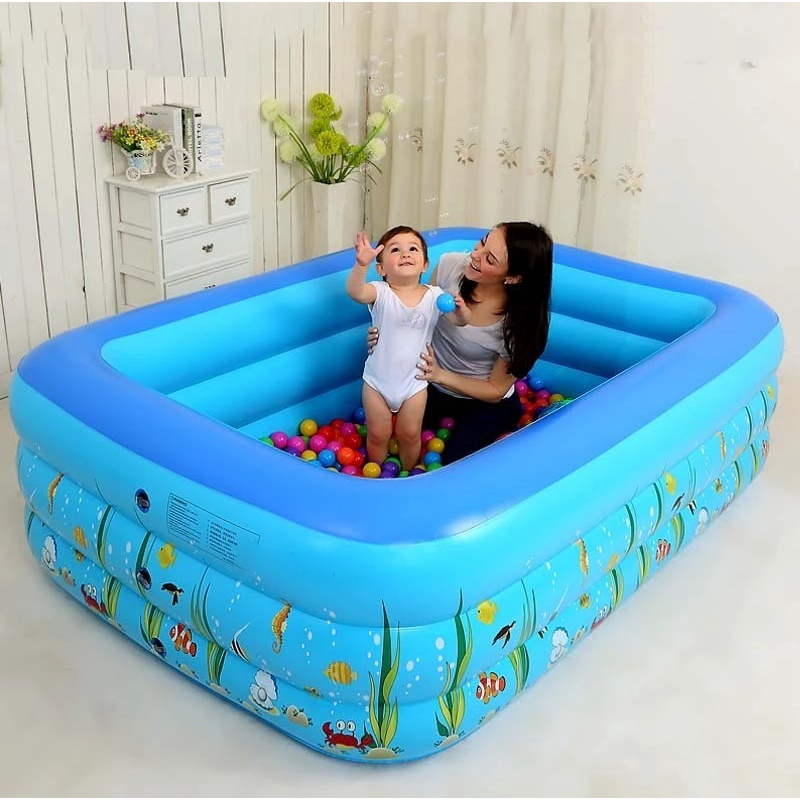Bể Bơi, Phao Bơi Cỡ Lớn 1m2/1m3/1m5/1m8/2m1 3 Tầng Siêu Rẻ Tặng Miếng Vá CHo Bé Vui Chơi Thoải Mái