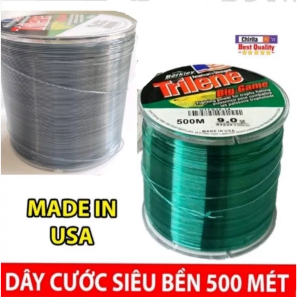 Cước câu cá loại 1 cước mỹ triline 500m dây câu tàng hình