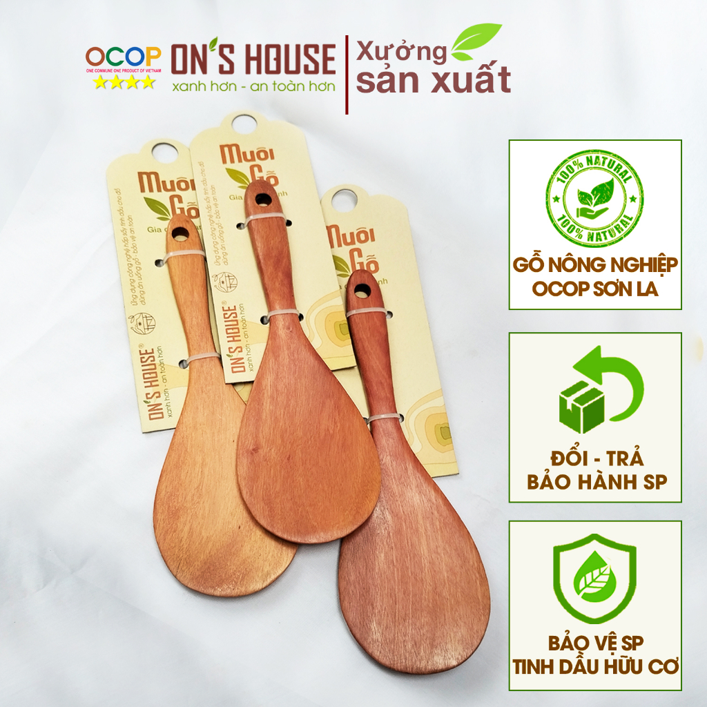 Thìa muôi Xới Cơm Gỗ - Láng mịn ít dính