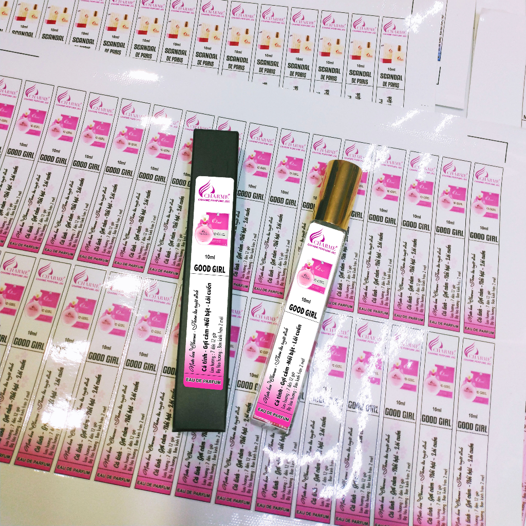 Tem  chai chiết nước hoa Charme_Women 32 tem cán bóng không phai màu