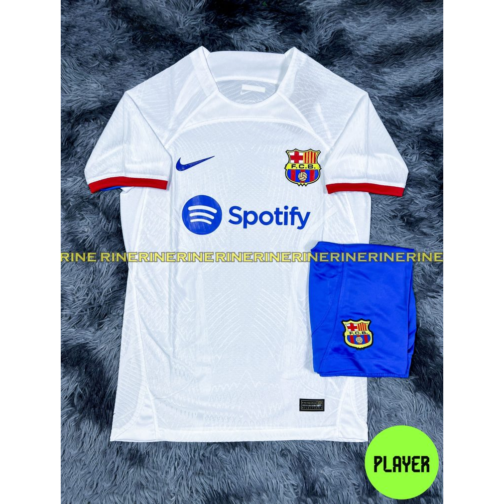Bộ áo bóng đá Barca - barcelona sân khách Super Bodyfix hàng Thailand 2023-2024 Giống thi đấu