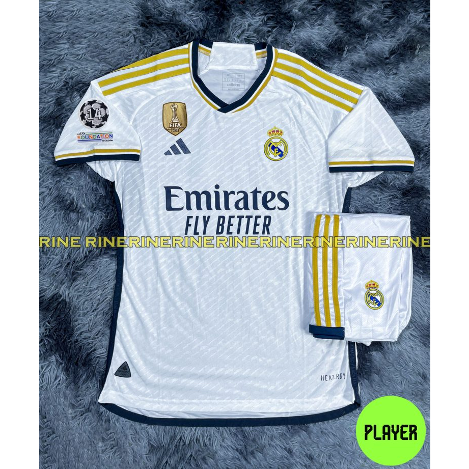 Bộ áo bóng đá Real sân nhà Super Bodyfix hàng Thailand 2023-2024 Giống thi đấu