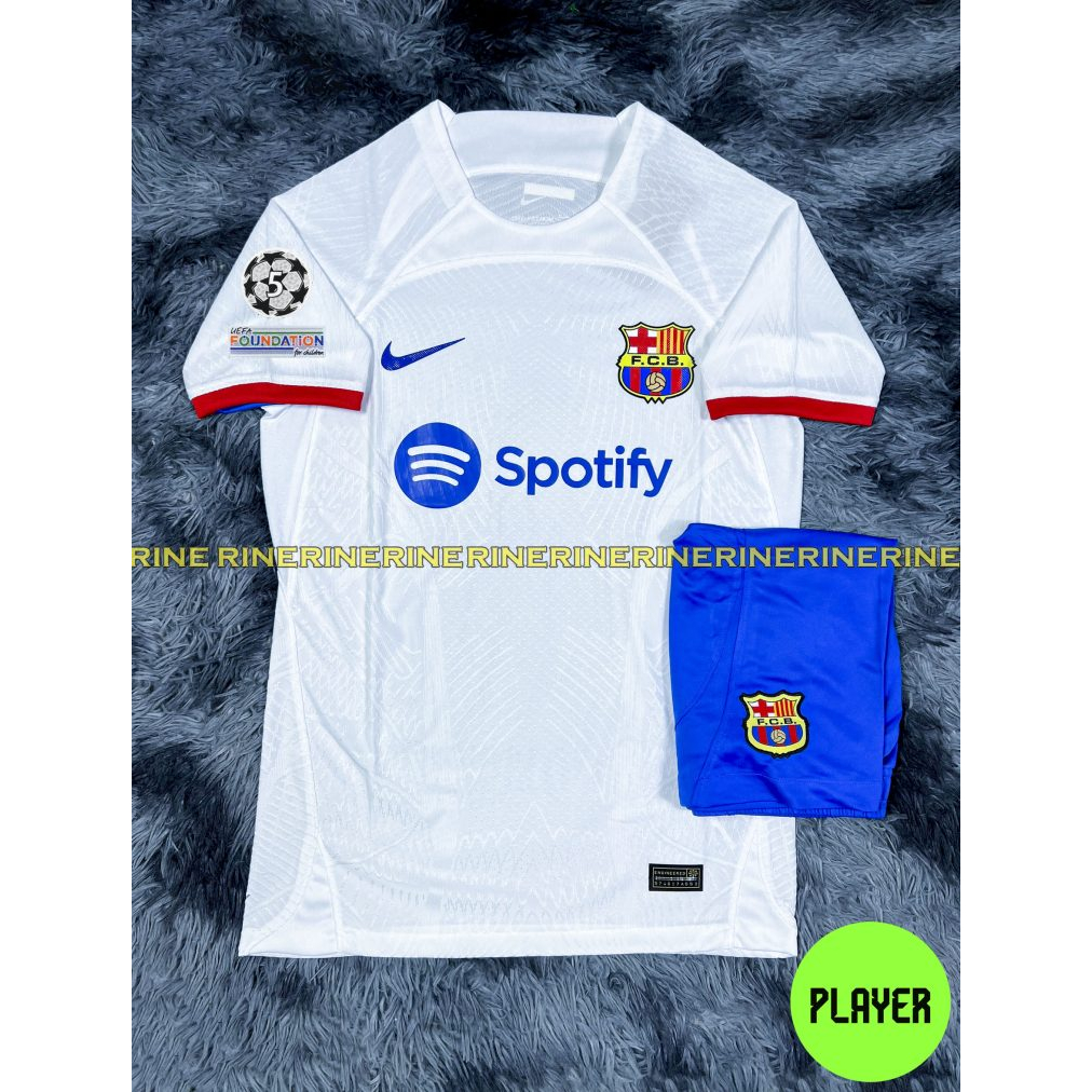 Bộ áo bóng đá Barca - barcelona sân khách Super Bodyfix hàng Thailand 2023-2024 Giống thi đấu