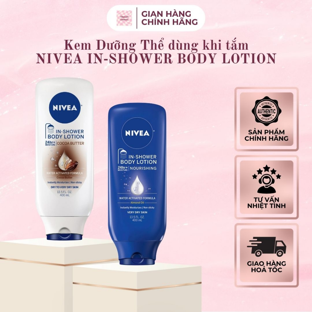 Kem Dưỡng Thể Nivea In-shower Body Lotion - Kem Dưỡng Thể Dùng Khi Tắm Phục Hồi Da Khô Sạm - Chuu Order US