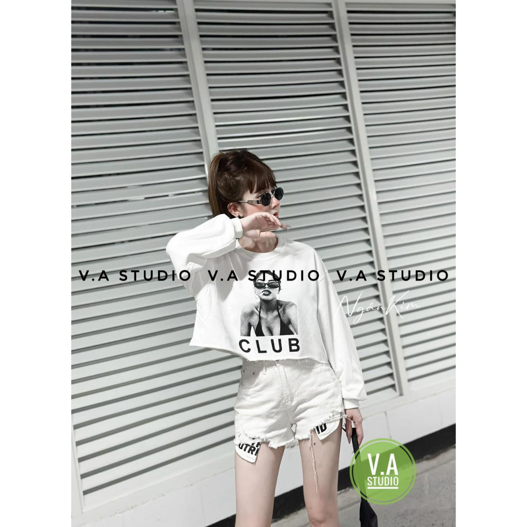 ÁO NỈ DÁNG NGẮN CÔ GÁI FREESIZE HÀNG QCL1