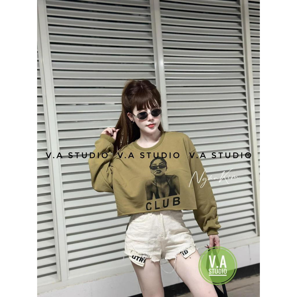 ÁO NỈ DÁNG NGẮN CÔ GÁI FREESIZE HÀNG QCL1