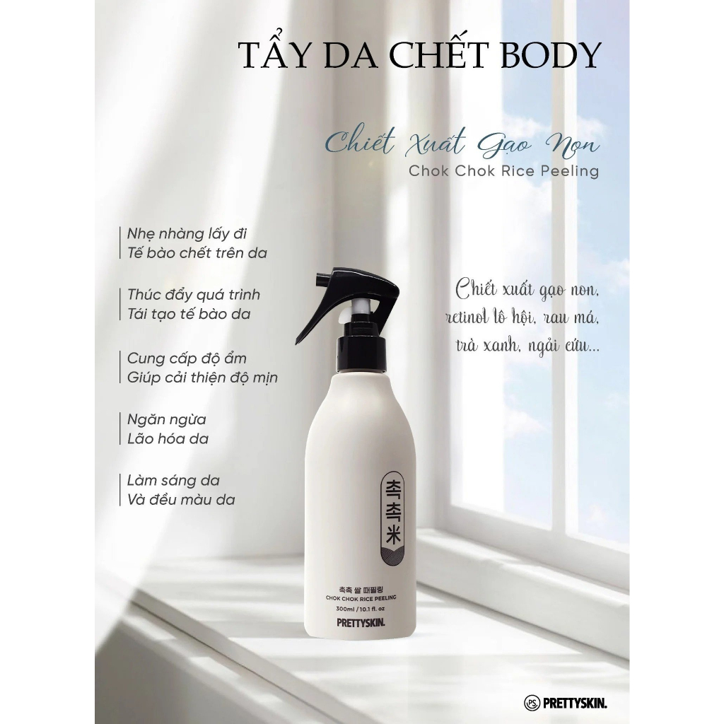 Tẩy da chết body gạo Chok Chok Prettyskin 300ml