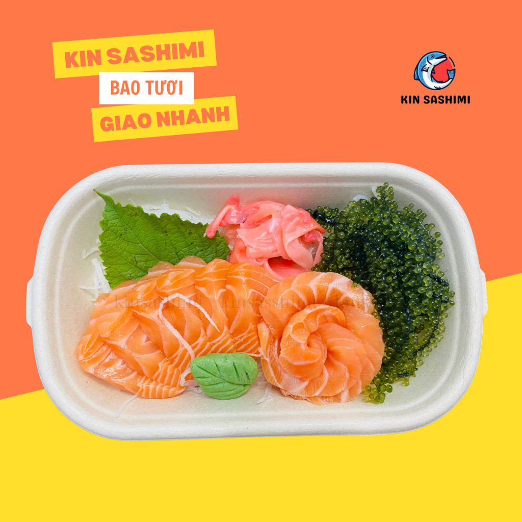Sashimi cá hồi, rong nho