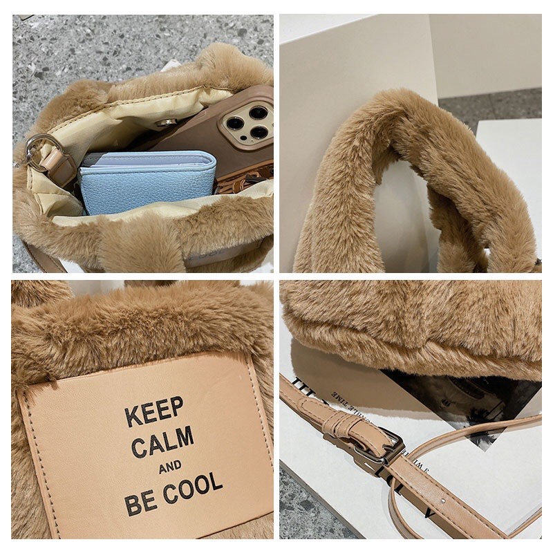 Túi xách nữ cầm tay lông mềm 2 màu đơn giản mã T40