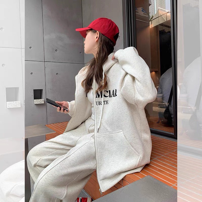 Áo Hoodie ZIP Nỉ Bông, Áo Khoác Hoodie Form Rộng Nam Nữ Unisex Dáng Oversize Xám Tiêu In Chữ Favorite