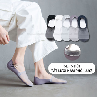 Set 3 đôi tất lười nam có đệm silicon chống tuột gót, vớ đi giày lười nam với mặt lưới thoáng khí -VLN-INVISIBLE-CB5
