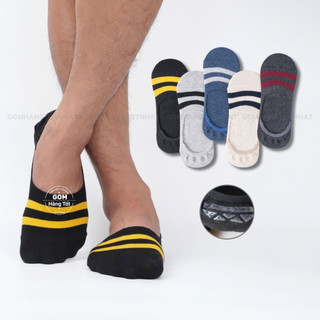 Vớ lười nam mẫu 2 sọc ngang chống tuột gót, tất nam đi giày lười chất liệu cotton êm chân -TATLUOI-SOCNGANG-CB5