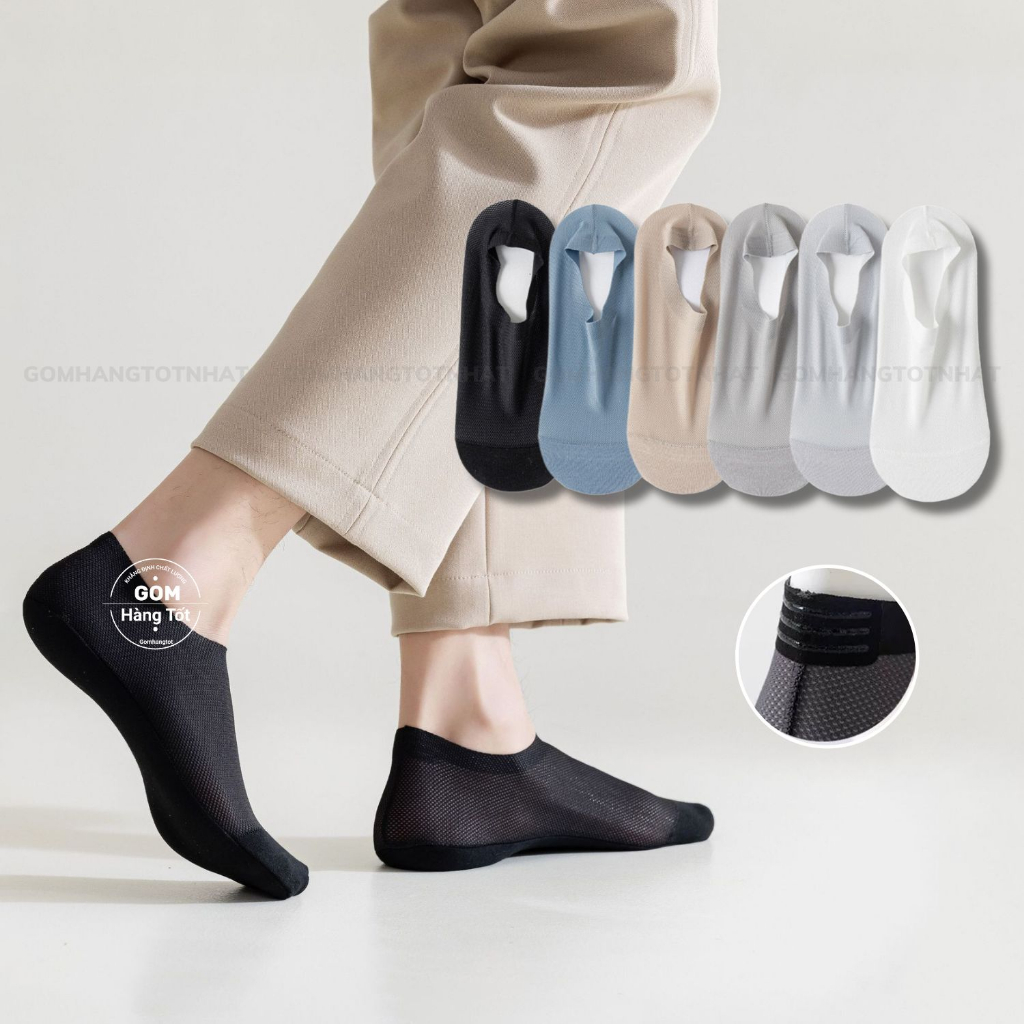 Tất lười nam trơn màu cao cấp, chất liệu cotton mềm mại êm chân, có mặt lười thoáng khí -HAILUOI-PO-3019-1DOI