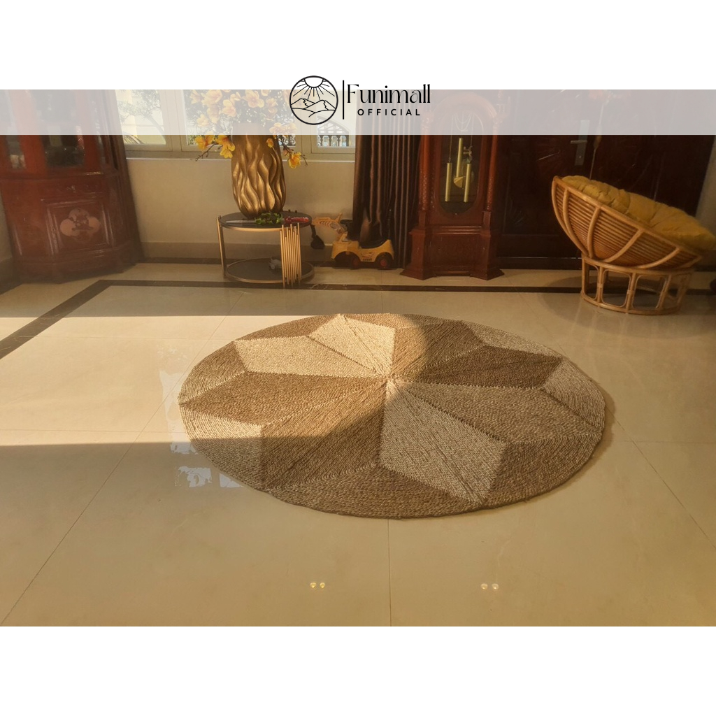Xưởng Thảm cói tròn trải sàn phòng khách, phòng ngủ, quán cafe, nhà hàng, homestay, thảm cói treo tường Vintage