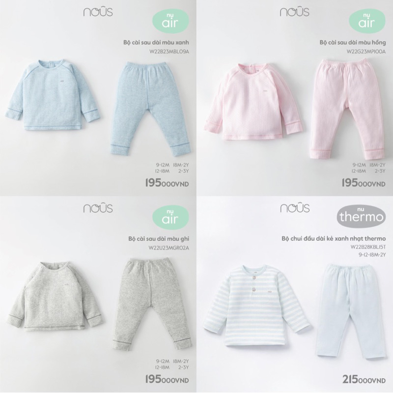 Bộ Nous Thu Đông Cho Bé 12m-3y