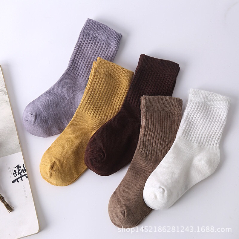Set 5 đôi tất cao cổ cotton cho bé trai bé gái Hàn quốc