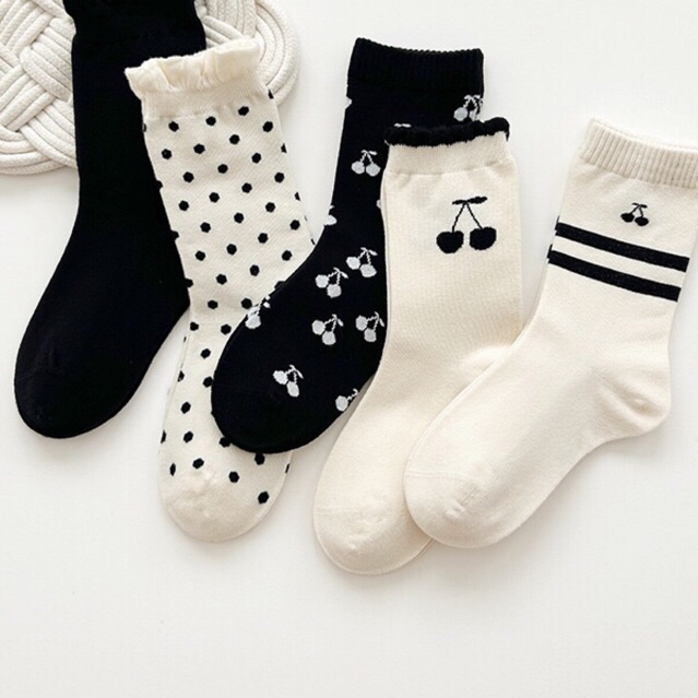 Set 5 đôi tất cao cổ cotton cho bé trai bé gái Hàn quốc