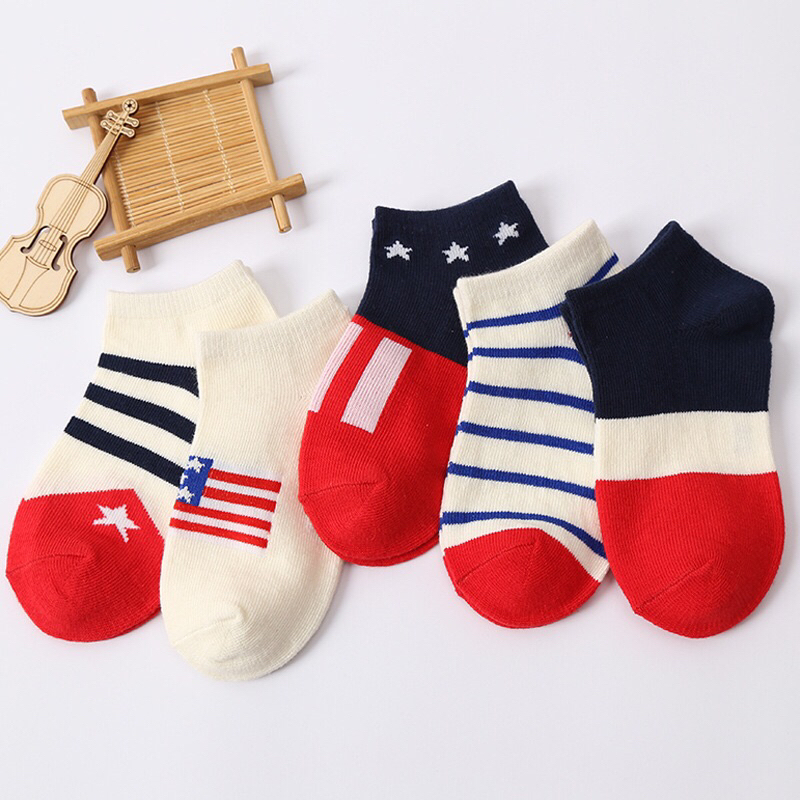 Set 5 đôi tất cao cổ cotton cho bé trai bé gái Hàn quốc