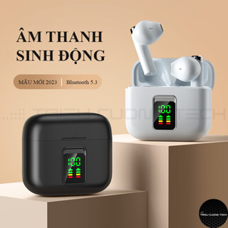 Tai Nghe Bluetooth V5.3 Không Dây TCT-C5 True Wireles Đàm Thoại-Gaming-Dock Sạc 380mAh-Màn Hình LCD Hiển Thị % Pin