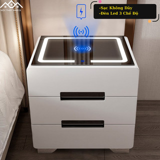 Táp Đầu Giường Thông Minh, Tủ Đầu Giường Có Đèn Led Tiện Lợi 3 Chế Độ Sáng Kèm Loa Bluetooth Và Sạc Điện Thoại Không Dây