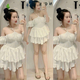 🍒🍒🍒 🌵🌵váy tầng dạng yếm trễ vai chất kate mát mẻ pc