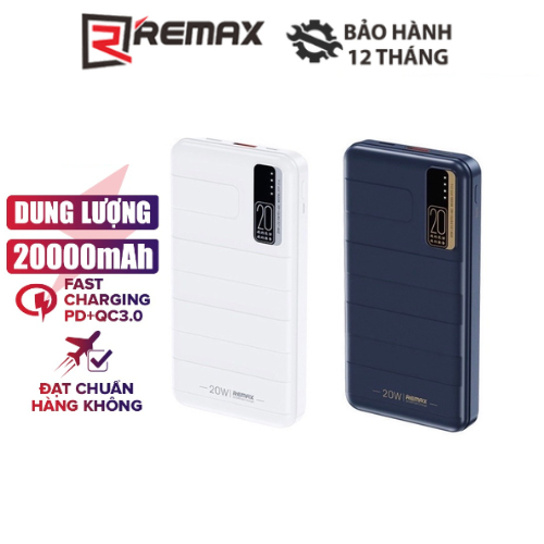 Pin dự phòng sạc nhanh Remax RPP-316 20000mAh QC3.0 PD max 22.5W 1 cổng USB và 1 cổng Type C