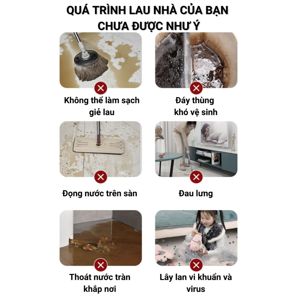 Bộ lau nhà tự vắt, cây lau nhà thông minh tự xả NEMI 33cm, chổi lau máy giặt tặng kèm khăn lau