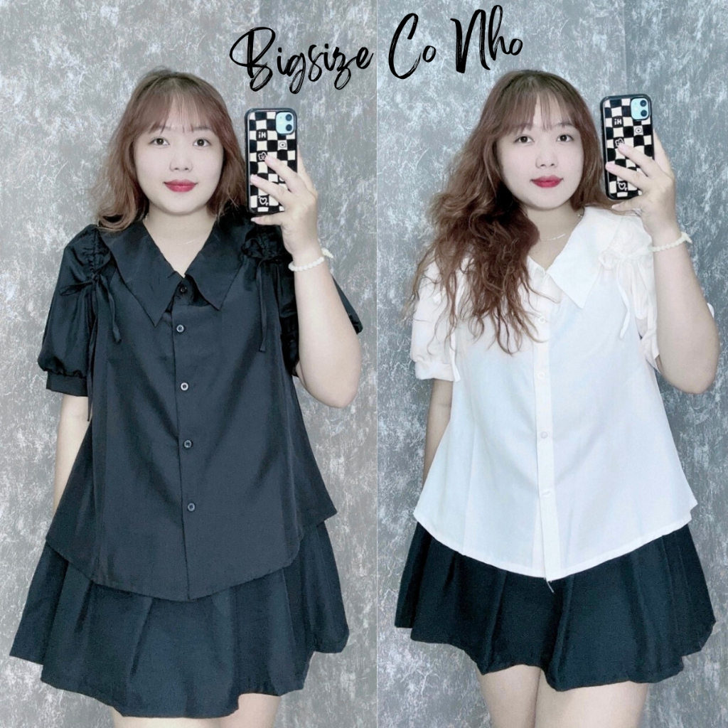 Áo sơ mi nữ bigsize cách điệu phong cách tiểu thư chất vải kate lụa dành cho nàng chuppy 58-95 kg SM23