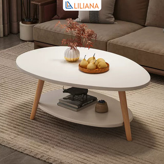 Bàn trà sofa 2 tầng mặt gỗ MDF chân gỗ sồi, phong cách bắc âu thương hiệu Liliana - LP56