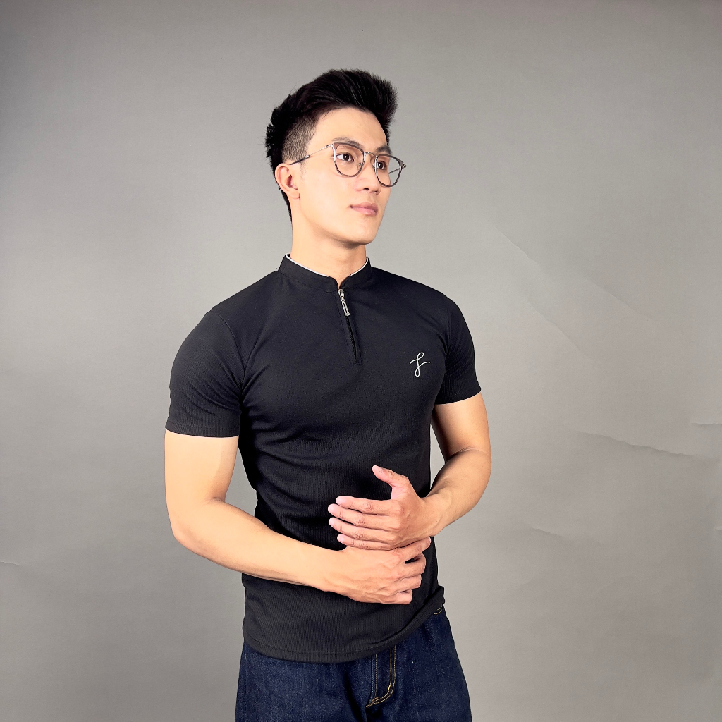 Áo body FLO MENSWEAR barto CH2 dây kéo thêu chất thun gân, áo nam cổ trụ thoáng mát