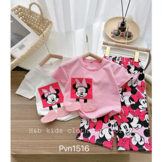 Bộ cộc tay quần dài cho bé gái size nhỡ mẫu micky cục xinh cho bé gái 15-28kg. bộ cotton cộc tay kèm quần dài bé gái