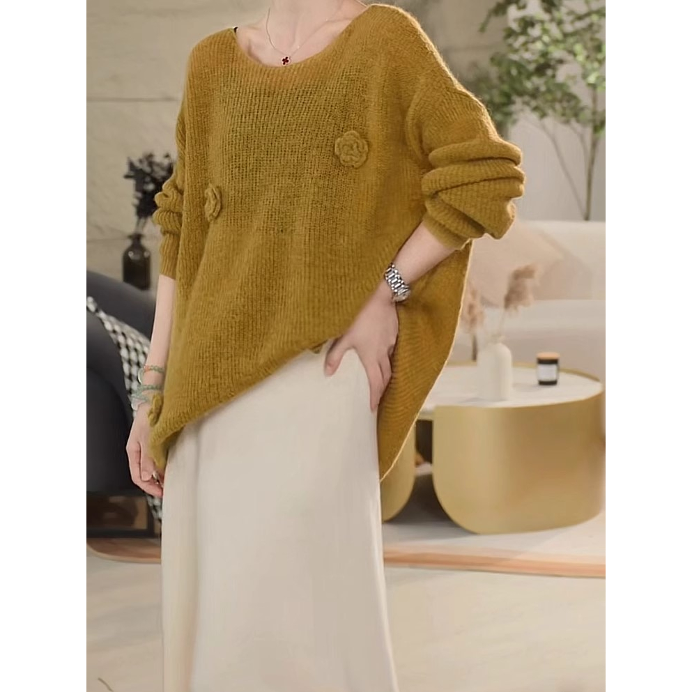 Set áo len mongtoghi đính hoa YIMI kèm chân váy dài tiểu thư