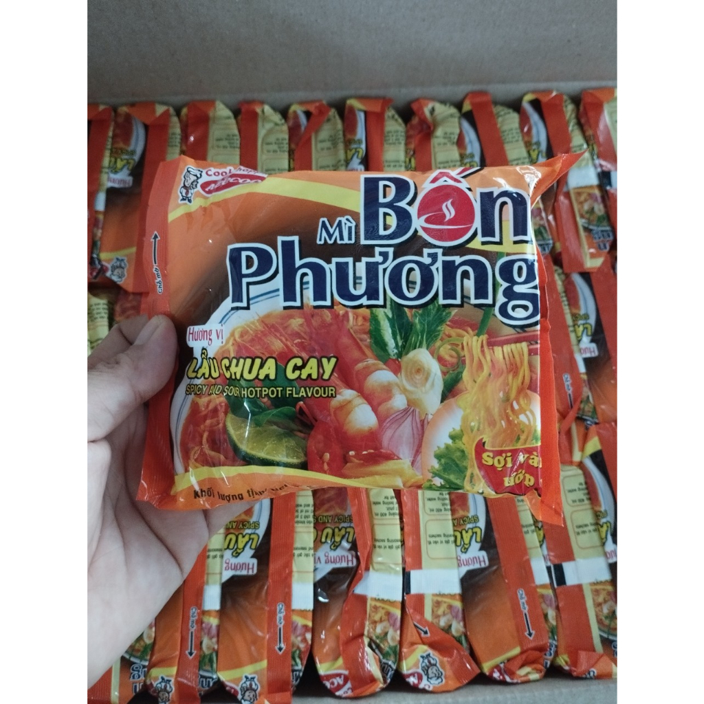 Thùng 30 gói mì Bốn Phương vị lẩu tôm chua cay