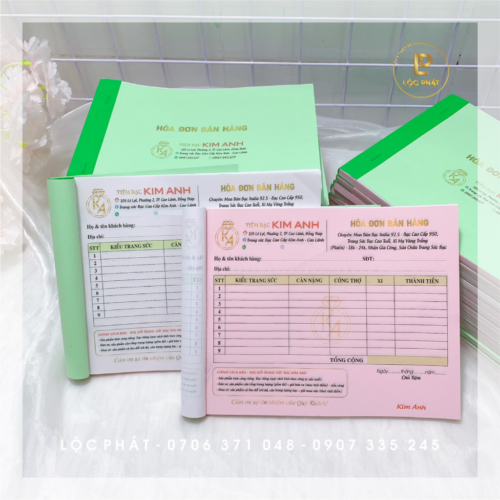 Mẫu mới: Hóa đơn siêu xinh 16x21 cm - in 2 liên theo yêu cầu