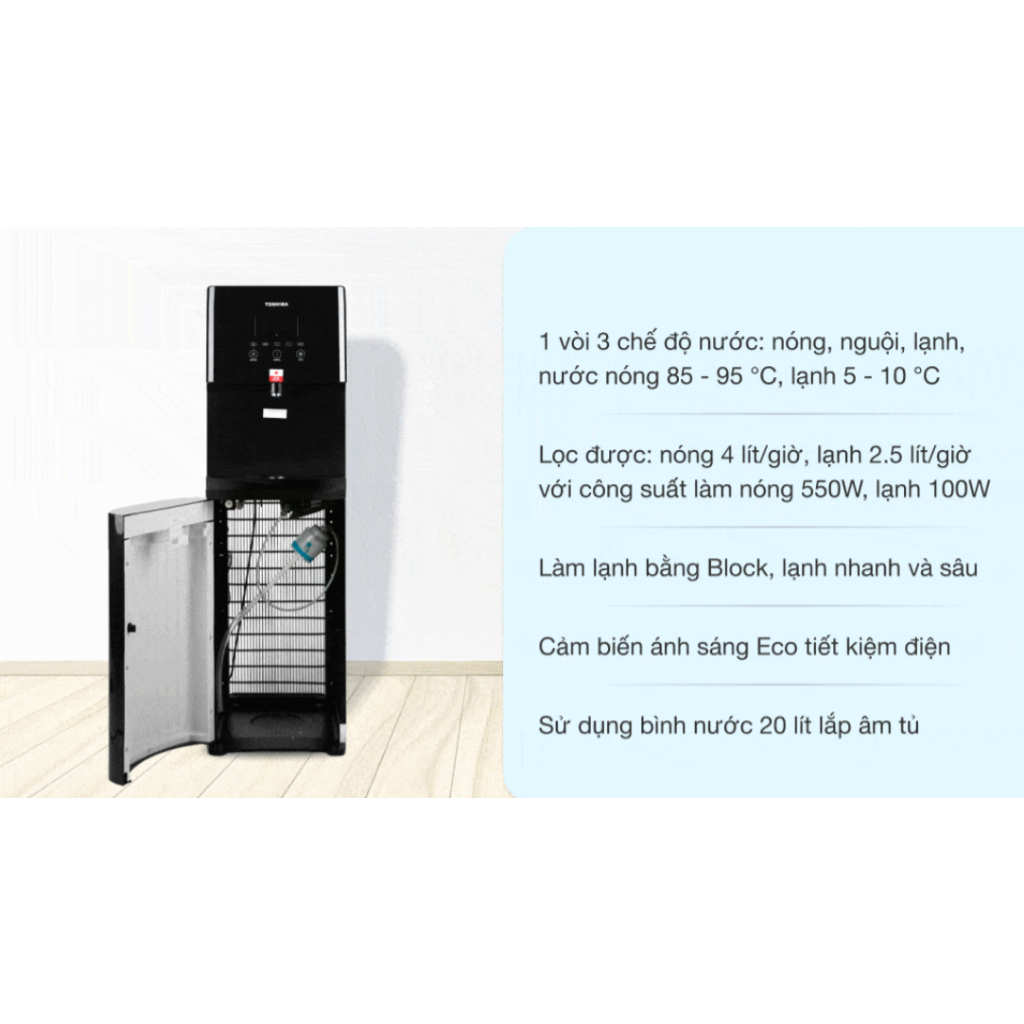 Cây nước nóng lạnh Toshiba RWF-W1830UVBV&RWF-W1830BV bình âm tủ, khóa trẻ em, chính hãng, bảo hành 12tháng tại nhà