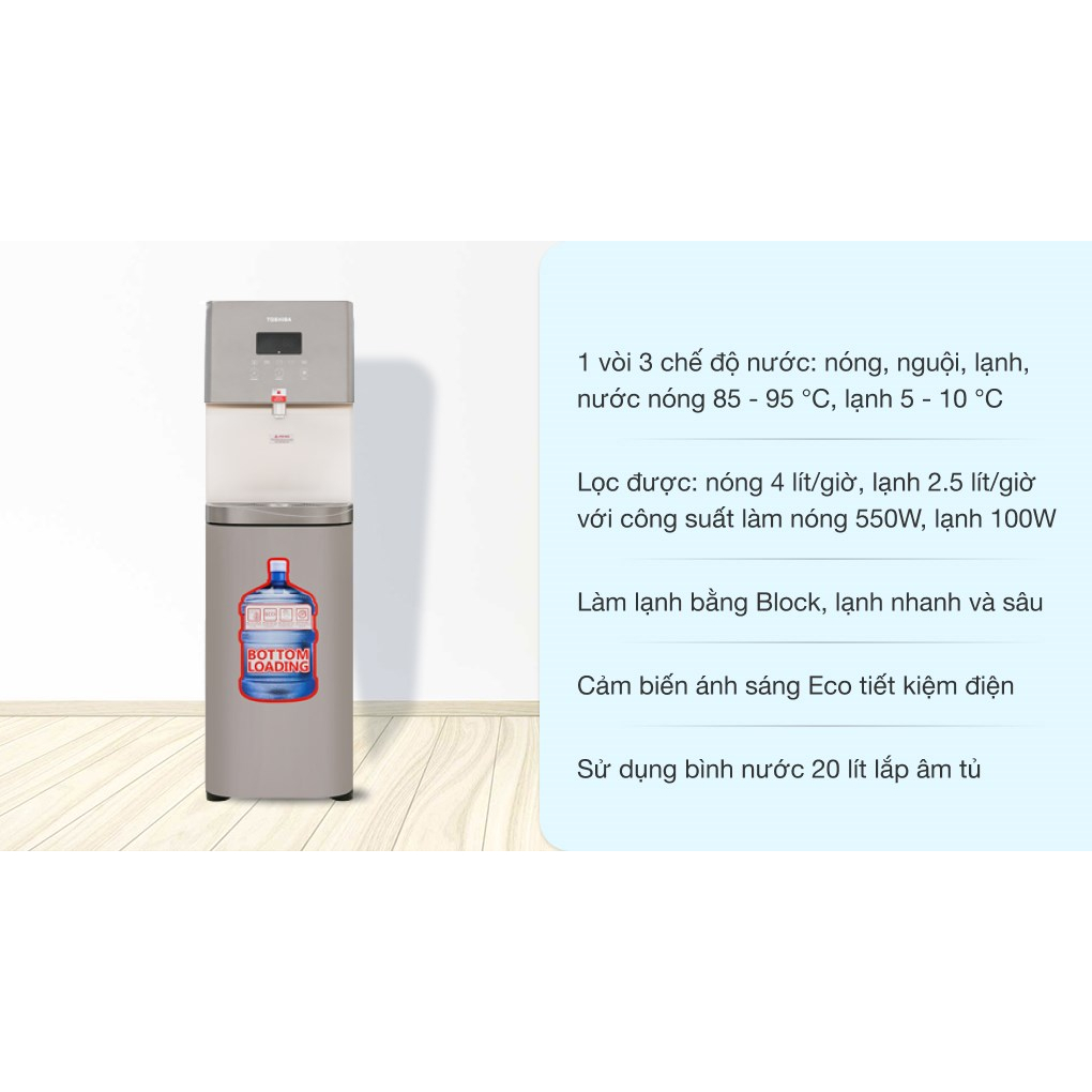 Cây nước nóng lạnh Toshiba RWF-W1830UVBV&RWF-W1830BV bình âm tủ, khóa trẻ em, chính hãng, bảo hành 12tháng tại nhà
