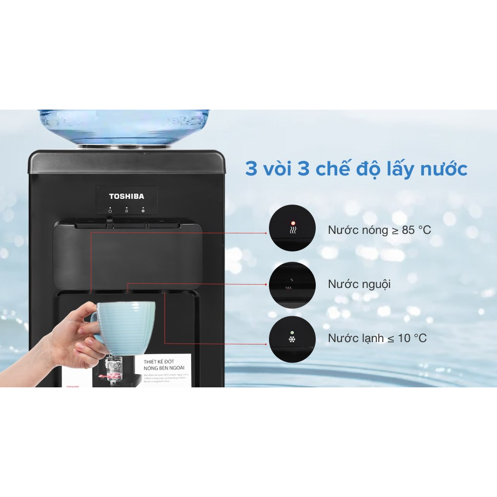 Cây nước nóng lạnh Toshiba RWF-1917TV bình úp, khóa trẻ em, chính hãng, bảo hành 12 tháng tại nhà