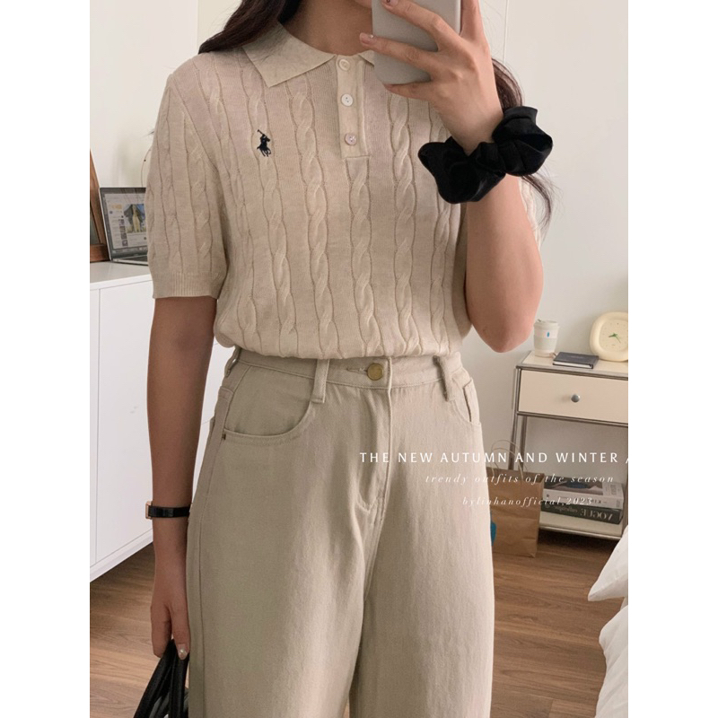 Áo polo thừng thêu logo I Miss Linene 0606 🇰🇷