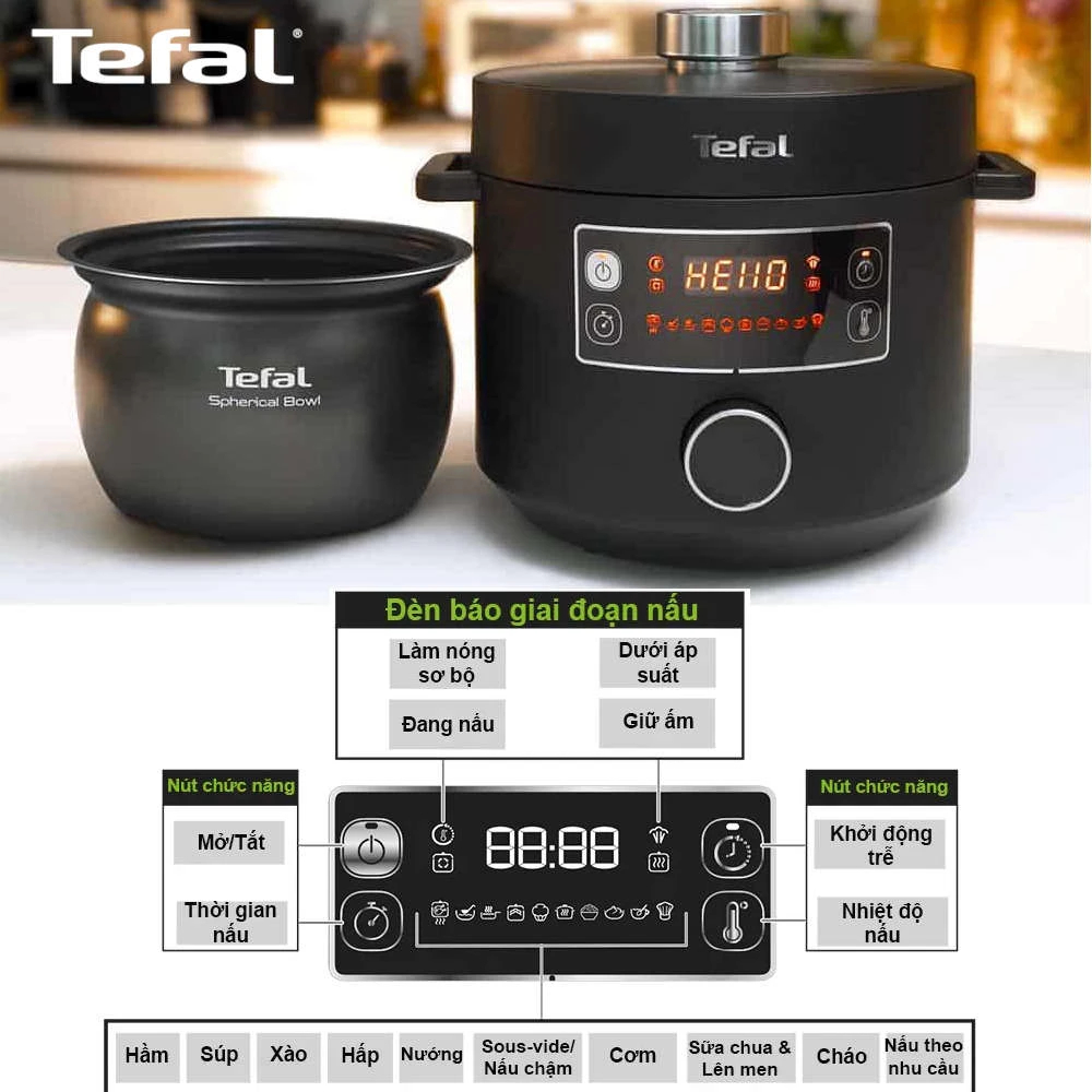 Nồi Áp Suất Điện Đa Năng Tefal Turbo Cuisine 5L CY754830, Bảo Hành 24 Tháng
