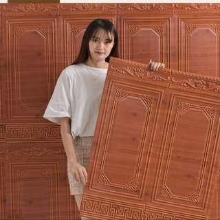 Xốp dán chân tường vân gỗ nâu 90x70cm