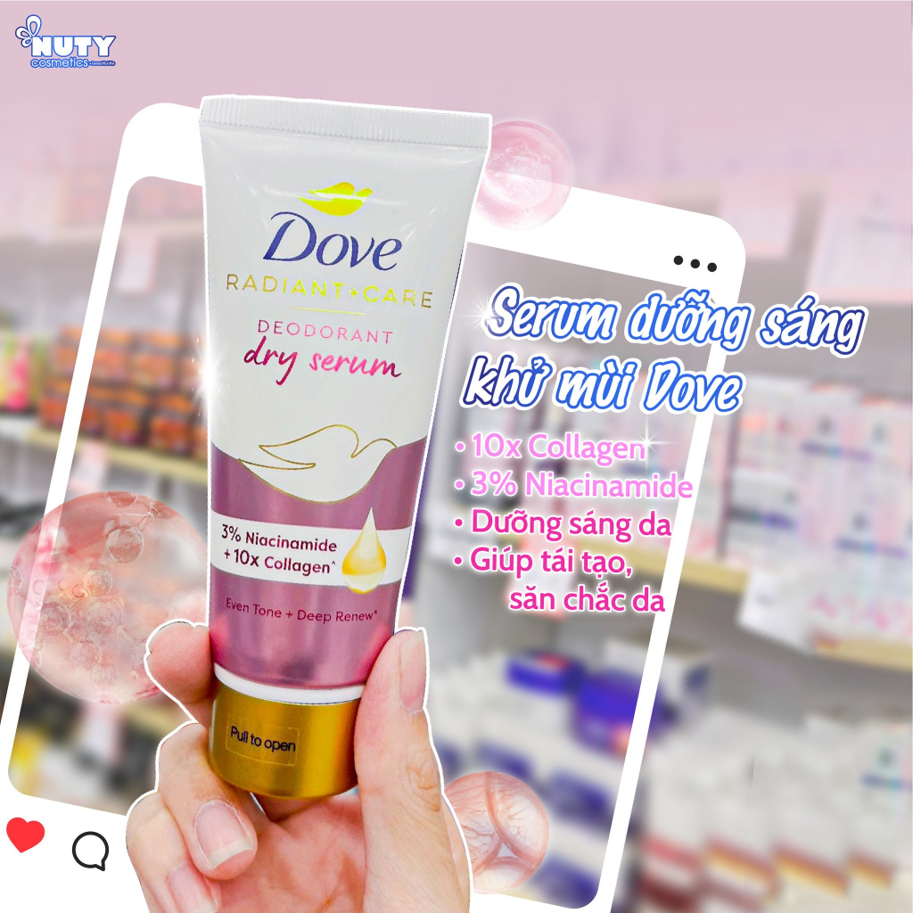 Serum Ngăn Mùi Dove Deodorant Dry Serum 3% Niacinamide + 10X Collagen (40ml)